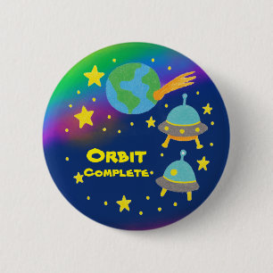 Editable Crayon Style – Solar System Trip Ages 1-8 6 Cm Round Badge