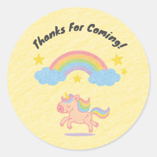 Editable Crayon Style – Unicorn Dream Sparkle Classic Round Sticker