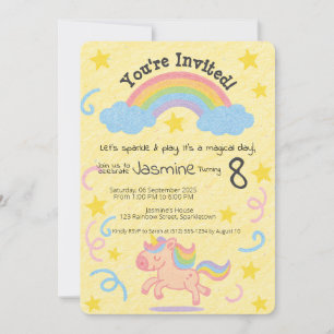 Editable Crayon Style – Unicorn Dream Sparkle Invitation