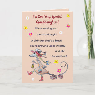 Editable Creative Mouse Granddaughter Birthday Card