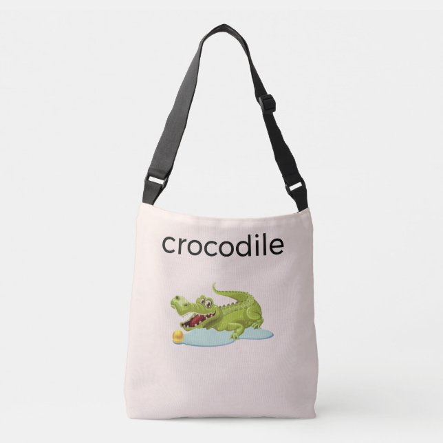 Editable Crocodile & Calligraphy on Ivory Crossbody Bag (Front)