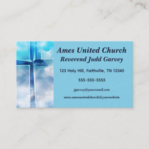 Editable Cross in the Clouds Church Leader Business Card