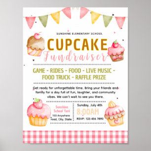 Editable cupcake bake sale fundraiser flyer poster