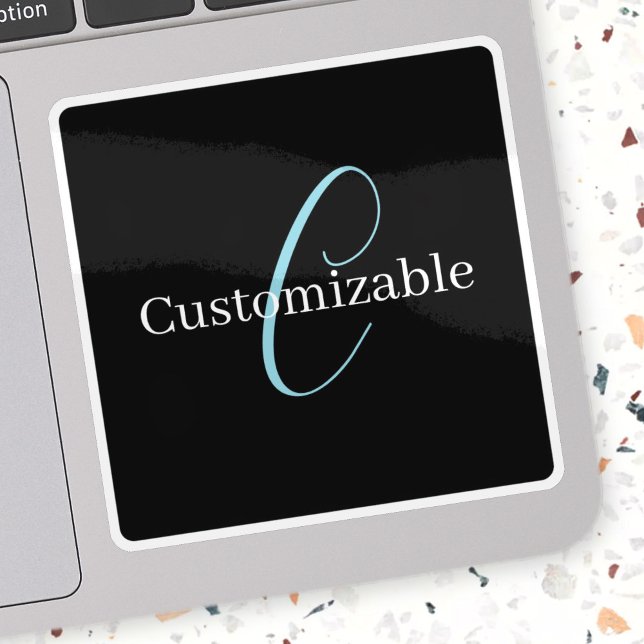 Editable Cursive Script Monogram Black Blue White (Creator Uploaded)