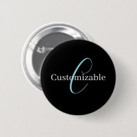 Editable Cursive Script Monogram Black Blue White