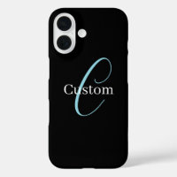 Editable Cursive Script Monogram Black Blue White