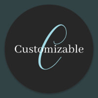 Editable Cursive Script Monogram Black Blue White