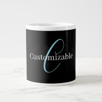 Editable Cursive Script Monogram Black Blue White