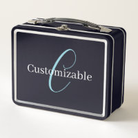 Editable Cursive Script Monogram Black Blue White