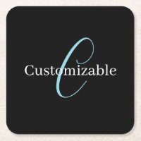 Editable Cursive Script Monogram Black Blue White