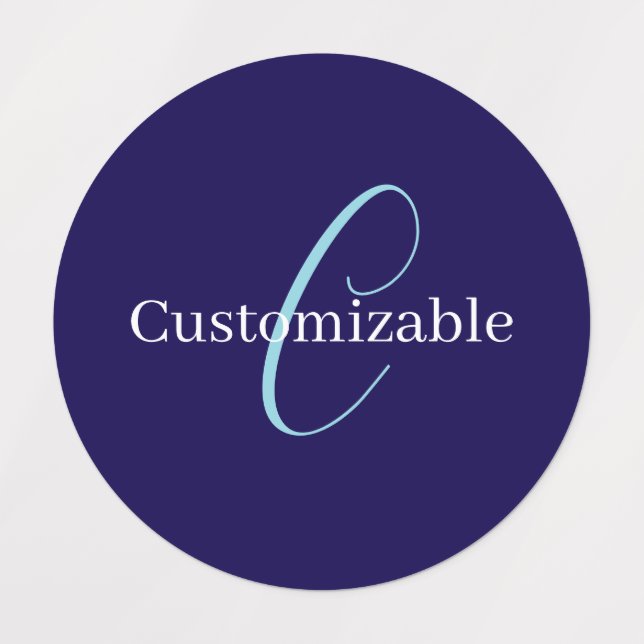 Editable Cursive Script Monogram Purplish Blue (Design 1)