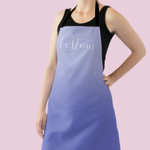 Editable Cursive Script   White & Purple Violet Apron