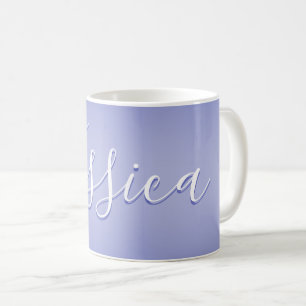 Editable Cursive Script   White & Purple Violet Coffee Mug