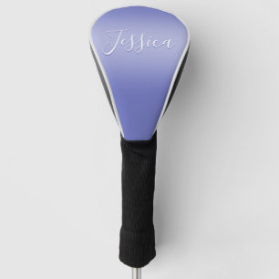 Editable Cursive Script   White & Purple Violet Golf Head Cover