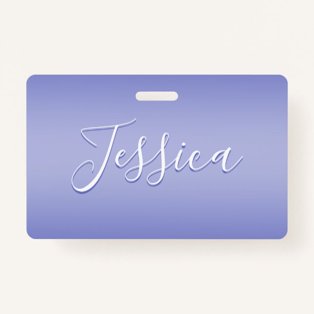 Editable Cursive Script | White & Purple Violet ID Badge (Front)