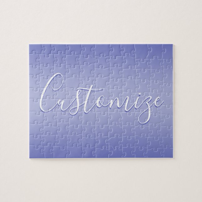 Editable Cursive Script | White & Purple Violet Jigsaw Puzzle (Horizontal)