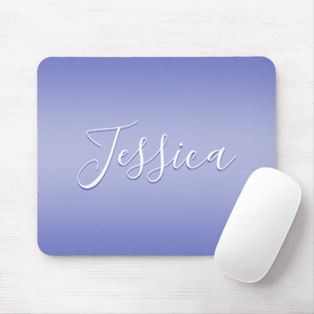 Editable Cursive Script | White & Purple Violet Mouse Mat (With Mouse)