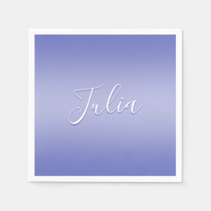 Editable Cursive Script   White & Purple Violet Napkin