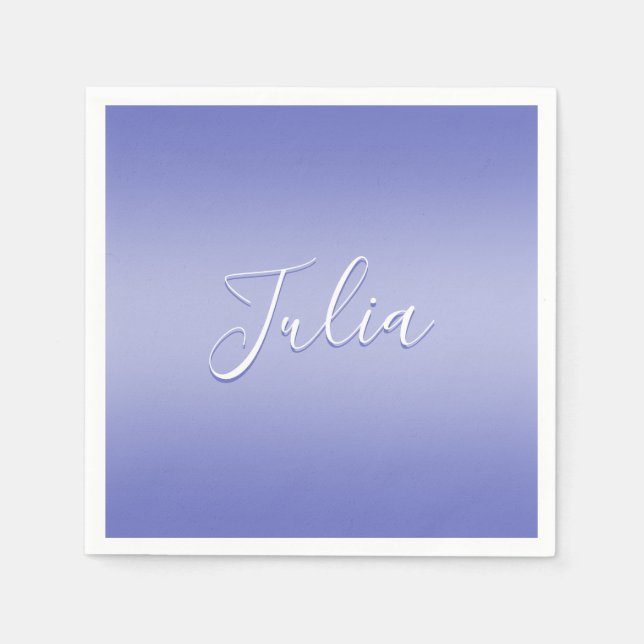 Editable Cursive Script | White & Purple Violet Napkin (Front)