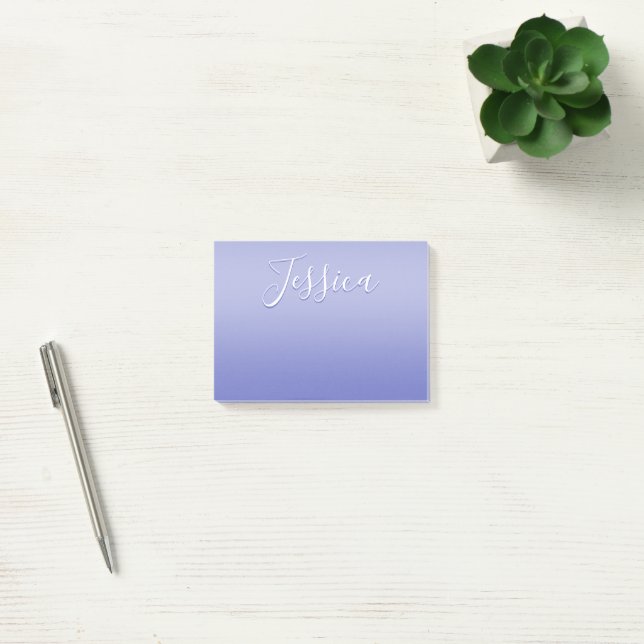 Editable Cursive Script | White & Purple Violet Post-it Notes (Office)