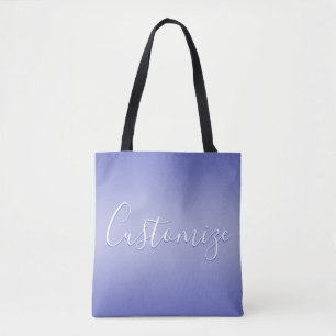 Editable Cursive Script White & Purple Violet Tote Bag