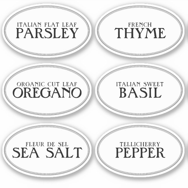 Editable Custom-Cut Oval Spice Labels with Border (Front)