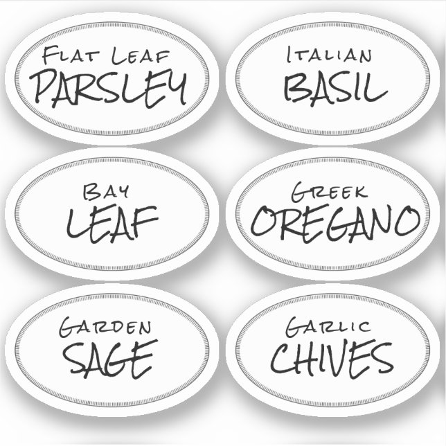Editable Custom-Cut Oval Spice Labels with Border (Front)