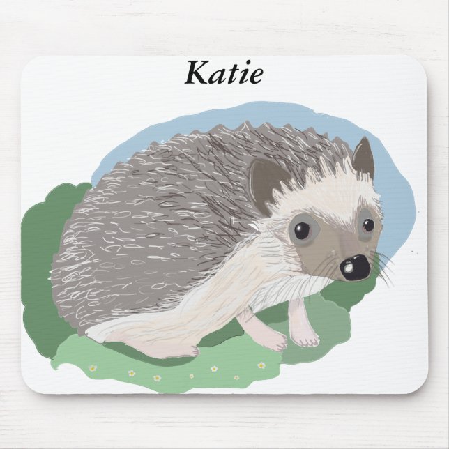 editable cute baby Hedgehog Mouse Mat (Front)