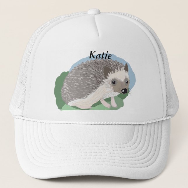editable cute baby Hedgehog Trucker Hat (Front)