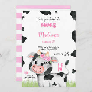 Editable Cute Cow Birthday Invitation