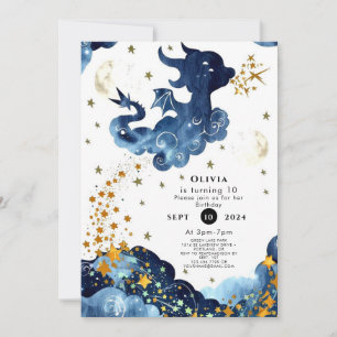 Editable Cute Dragon Birthday Invitation
