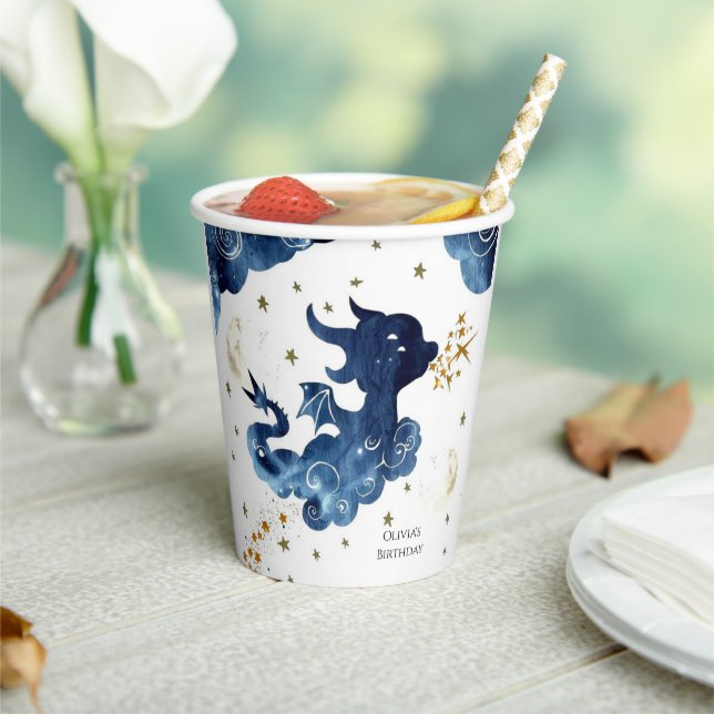 Editable Cute Dragon Birthday Paper Cups (Insitu)