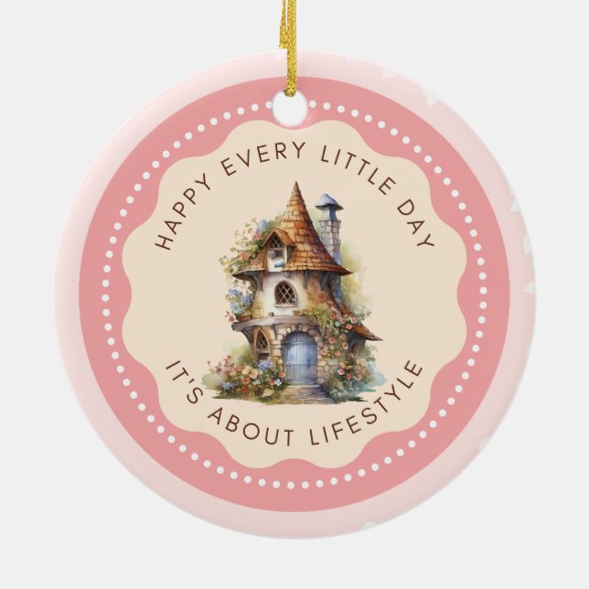 Editable Cute Fairy House Home Sweet Home Ceramic Tree Decoration (Back)