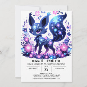 Editable Cute Fox Digital Birthday Invitation
