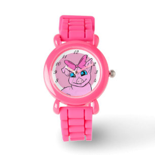 Editable Cute Girl Pig Pink Watch