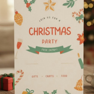 Editable Cute Modern Christmas Party Invitation