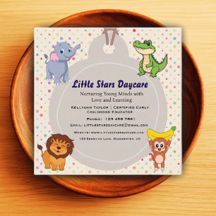 Editable Cute Safari Animals Nursery Card Design