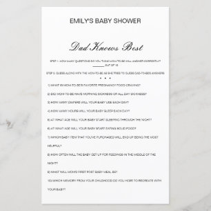 Editable Dad Knows Best Baby Shower Game