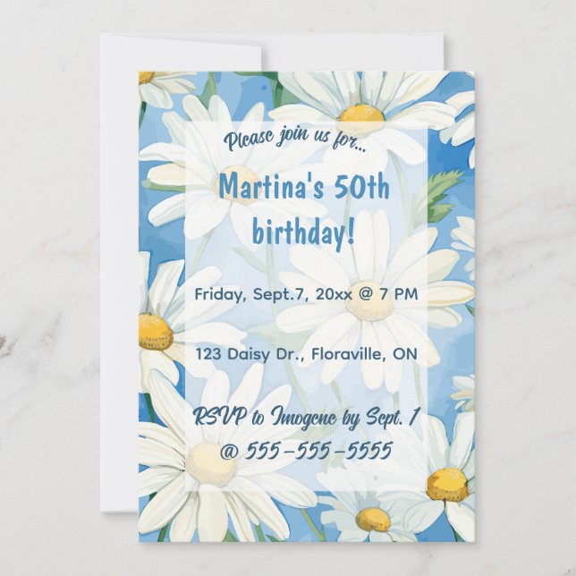 Editable Daisy Birthday  Invitation (Front)