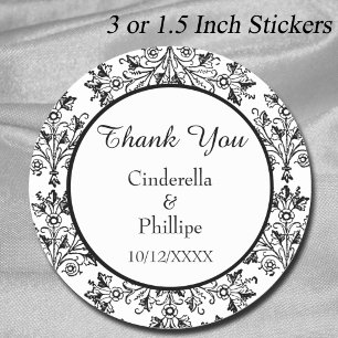 Editable Damask Save the Date Vintage Floral Classic Round Sticker
