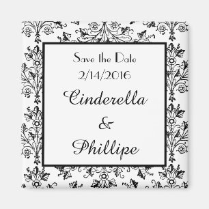 Editable Damask Save the Date Vintage Floral Squar Magnet