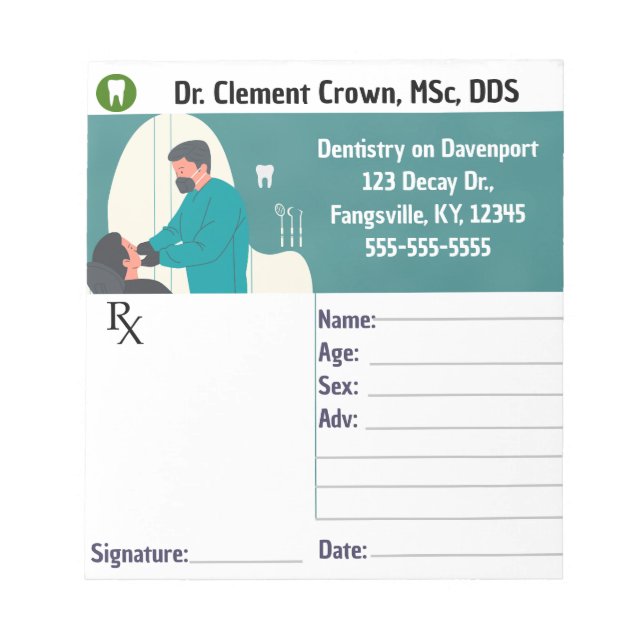 Editable Dentist Prescription Pad (Front)