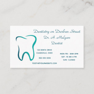 Editable Dentistry on Durban Street Tooth Business Card