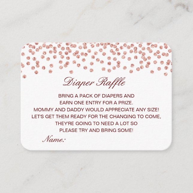 Editable Diaper Raffle Baby Shower Insert Printed (Front)