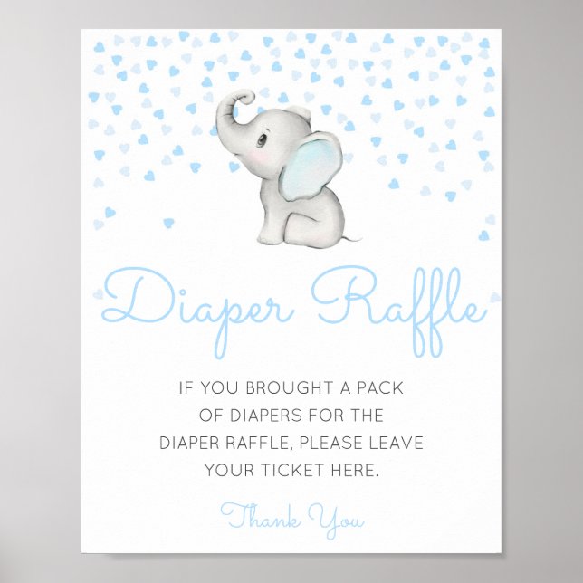 Editable Diaper Raffle Baby Shower Sign Printed (Front)