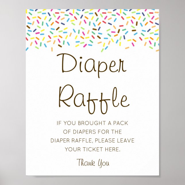 Editable Diaper Raffle Baby Shower Sign Printed (Front)