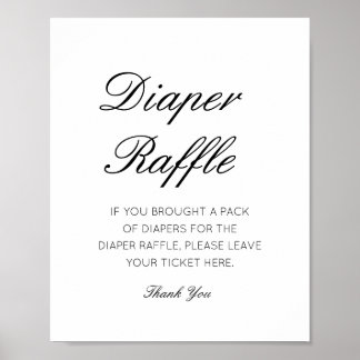 Editable Diaper Raffle Baby Shower Sign Printed