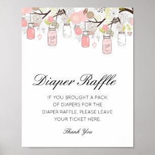 Editable Diaper Raffle Baby Shower Sign Printed