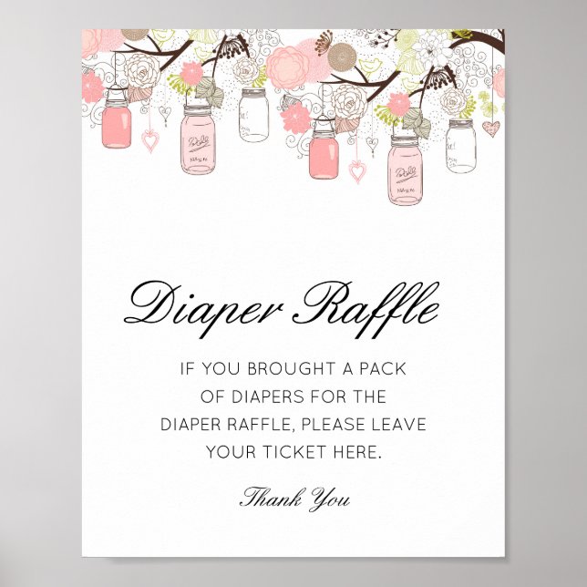 Editable Diaper Raffle Baby Shower Sign Printed (Front)