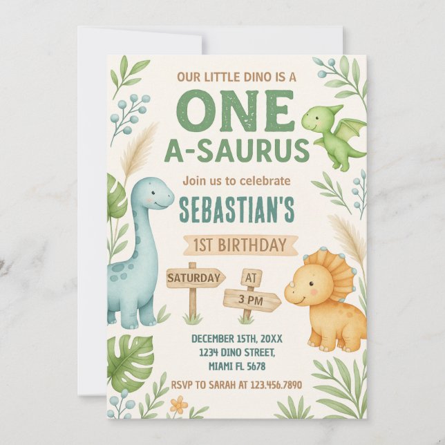 Editable Dino Party Invite (Front)